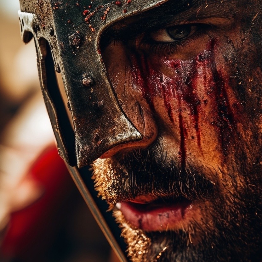 Prompt: Gladiator, scars on face, dirty, blood sprinkles on face, high definition, Photographic, 4k, HDR, 8k - Seed: 634365668, Scale: 7.12, Steps: 50