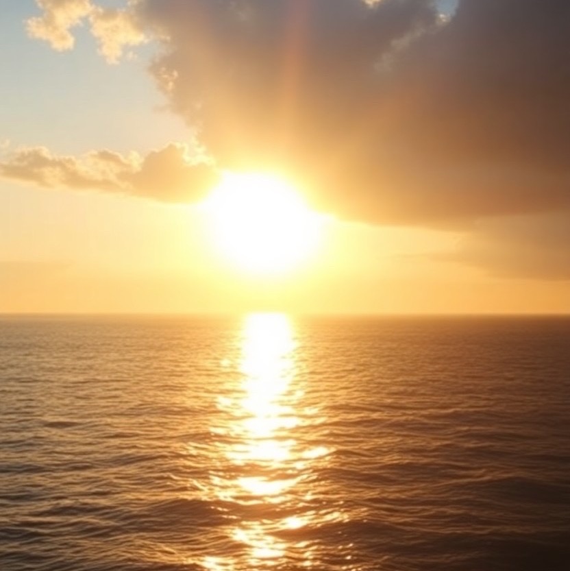 Prompt: a breathtaking (sunset:1.2) over a serene (ocean:1.1) with (golden rays of light:1.3) reflecting on the water, capturing the essence of (peace and tranquility:1.2). shot with a (wide-angle lens:1.3) to encompass the vastness of the scene. rendered in a (photographic:1.25) style. - Seed: 776125247, Scale: 7.0, Steps: 40